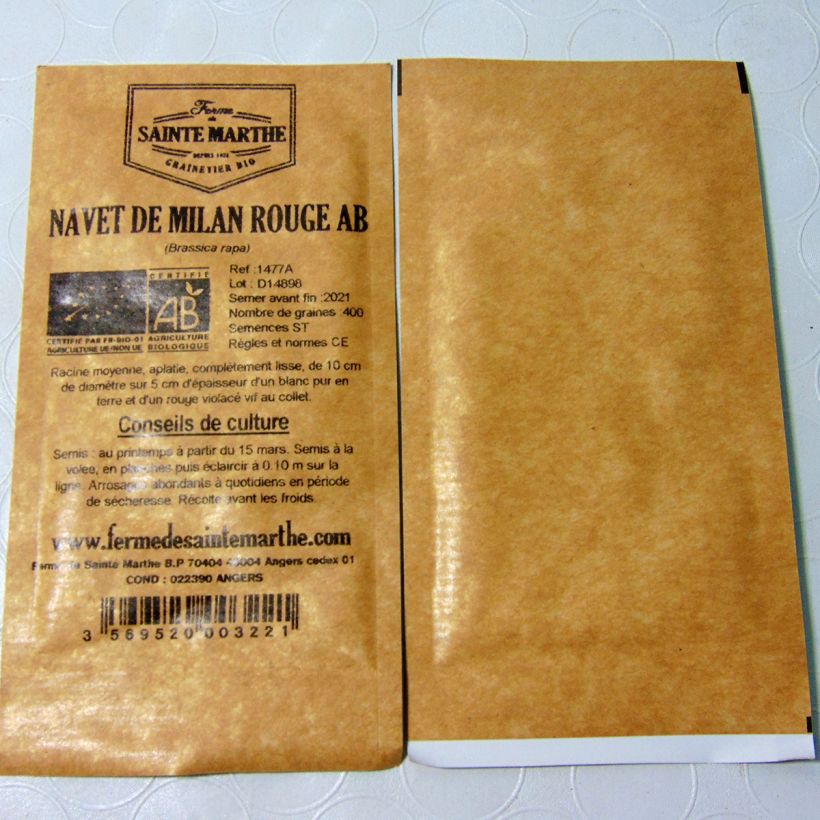 Example of Navet de Milan Rouge Bio - Ferme de Sainte Marthe le sachet de 200 graines environ as you get