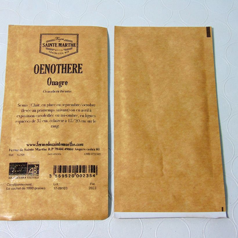 Example of Oenothère Onagre Bio - Ferme de Sainte Marthe le sachet de 1000 graines environ as you get