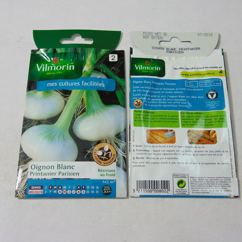 Example of Oignon Blanc Printanier Parisien (Création Vilmorin) - Vilmorin le sachet de 750 graines environ (3g) as you get