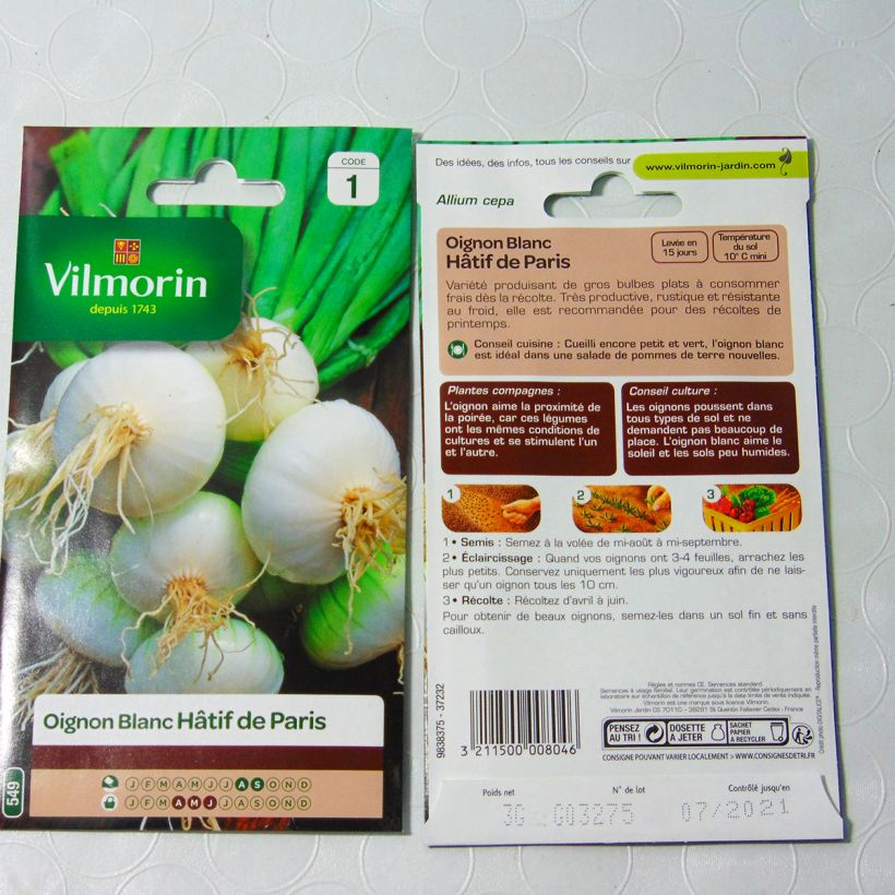 Example of Oignon Blanc de Paris - Vilmorin le sachet de 750 graines environ (3g) as you get