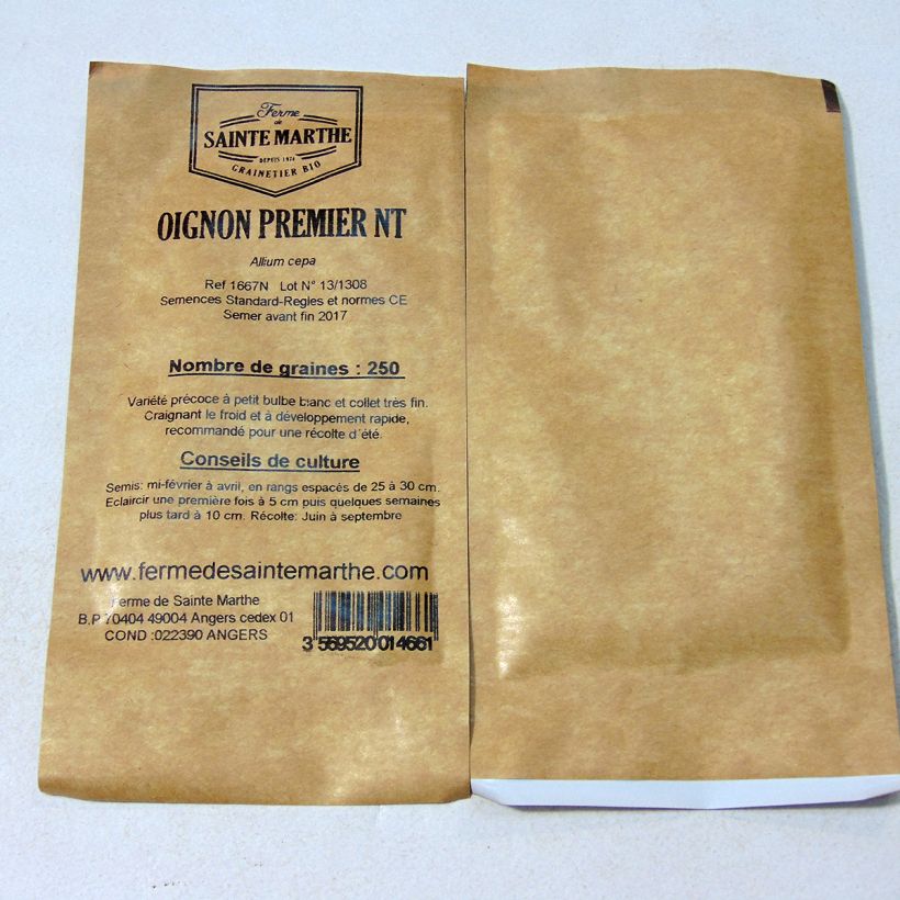Exemple de spécimen de Oignon Premier NT - Ferme de Ste Marthe le sachet de 250 graines environ tel que livré