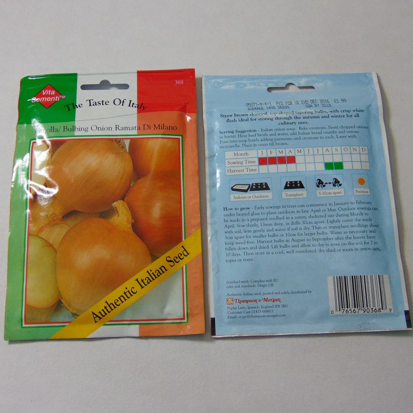 Exemple de spécimen de Oignon jaune Ramata di Milano - Allium cepa le sachet de 1400 graines environ tel que livré