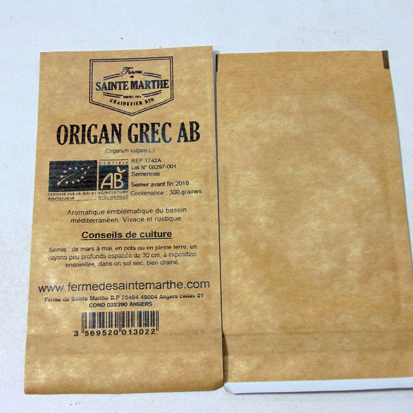 Example of Origan Grec Bio - Ferme de Sainte Marthe le sachet de 300 graines environ as you get