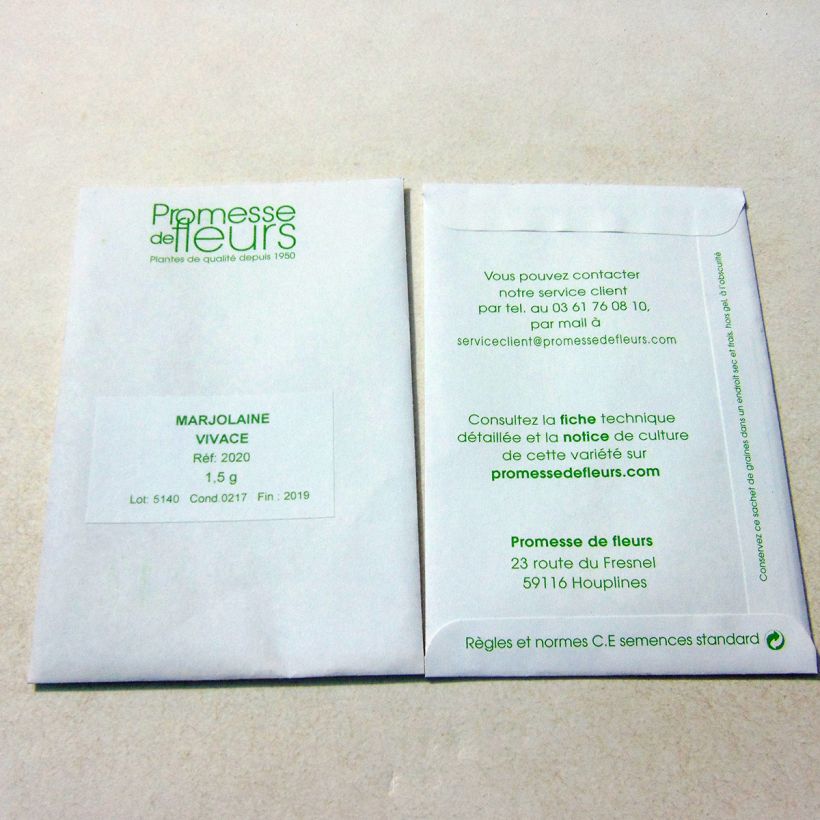 Example of Origan - Marjolaine vivace le sachet de +/- 10000 graines environ (minimum 1,5g) as you get