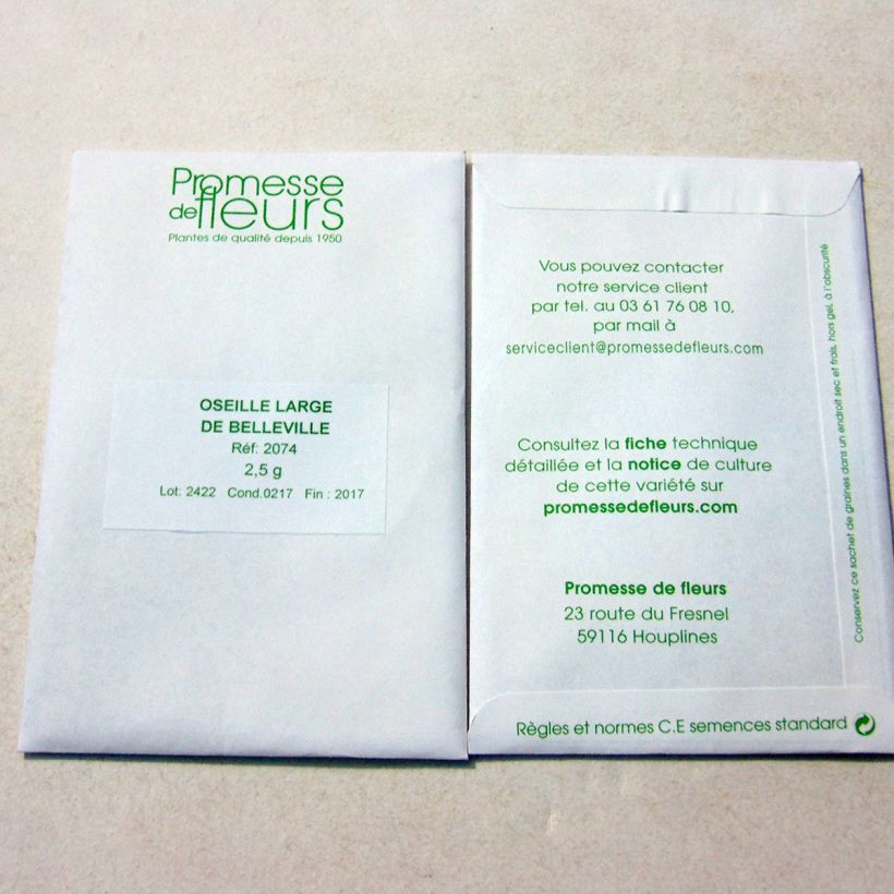 Example of Oseille Large de Belleville - Rumex acetosa le sachet de 1700 graines environ (minimum 2,5g) as you get