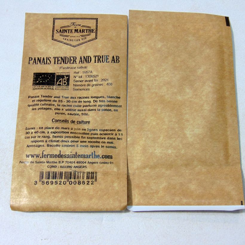 Exemple de spécimen de Panais Tender And True Bio - Ferme de Sainte Marthe le sachet de 400 graines environ (2g) tel que livré