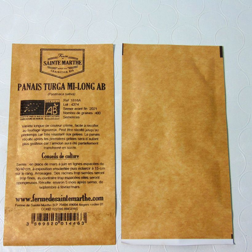 Example of Panais Turga mi-long Bio - Ferme de Sainte Marthe le sachet de 400 graines environ (2g) as you get