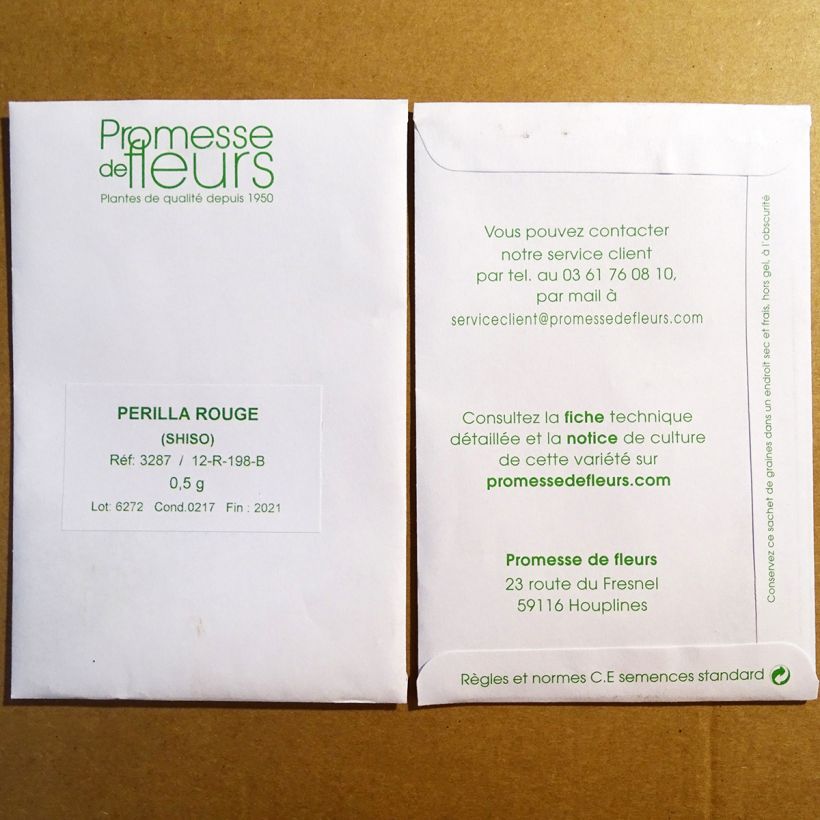 Example of Perilla Rouge - Shiso le sachet de +/- 350 graines environ (minimum 0,5g) as you get