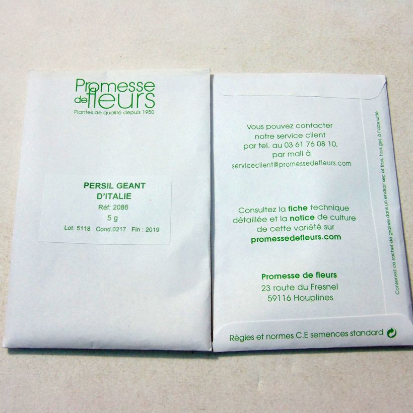 Example of Persil Géant d'Italie le sachet de +/- 1700 graines environ (minimum 5g) as you get