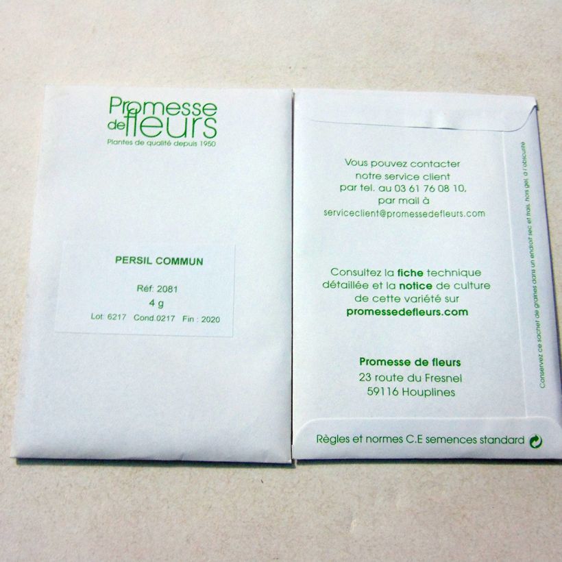 Example of Persil commun le sachet de +/- 1700 graines environ (minimum 4g) as you get