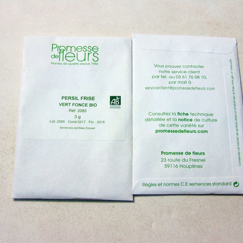 Example of Persil frisé vert foncé le sachet de +/- 2000 graines environ (minimum 5g) as you get