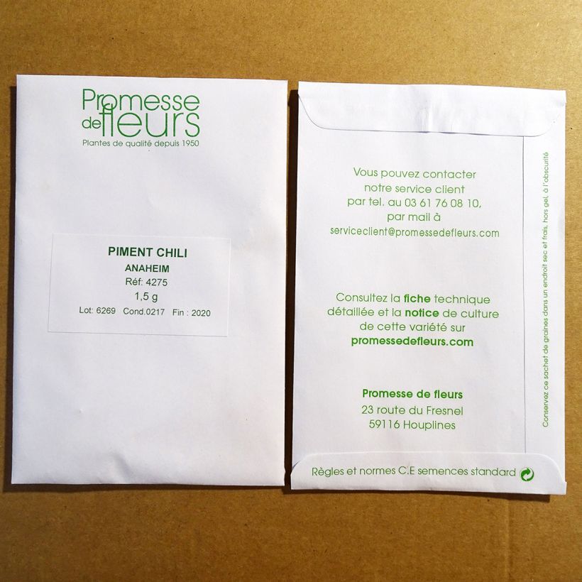 Exemple de spécimen de Piment Anaheim Chili - Piment doux de Californie le sachet de 180 graines environ (minimum 1,5g) tel que livré