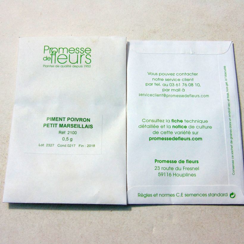 Exemple de spécimen de Piment Petit Marseillais (Poivron) - Piment doux le sachet de graines de minimum 0,5 grammes tel que livré