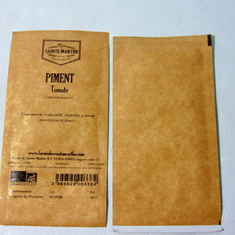 Example of Piment Tomate Bio - Ferme de Sainte Marthe le sachet de 30 graines environ as you get