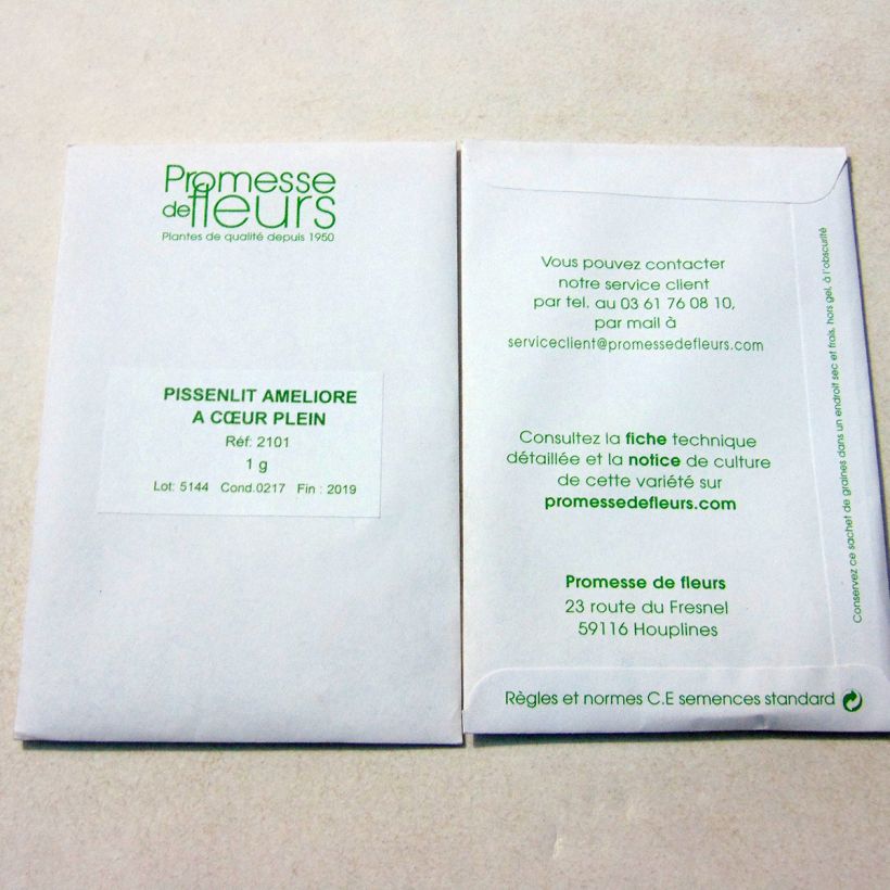 Example of Pissenlit amélioré à Coeur Plein le sachet de +/- 1200 graines environ (minimum 1g) as you get