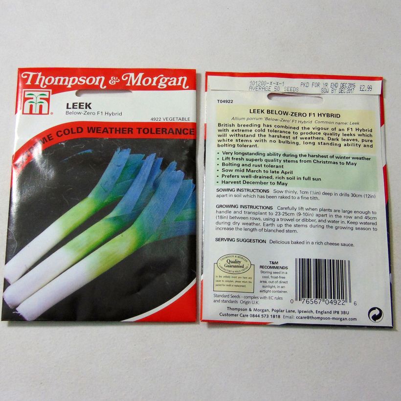 Exemple de spécimen de Poireau Below-Zero F1 le sachet de 50 graines environ tel que livré