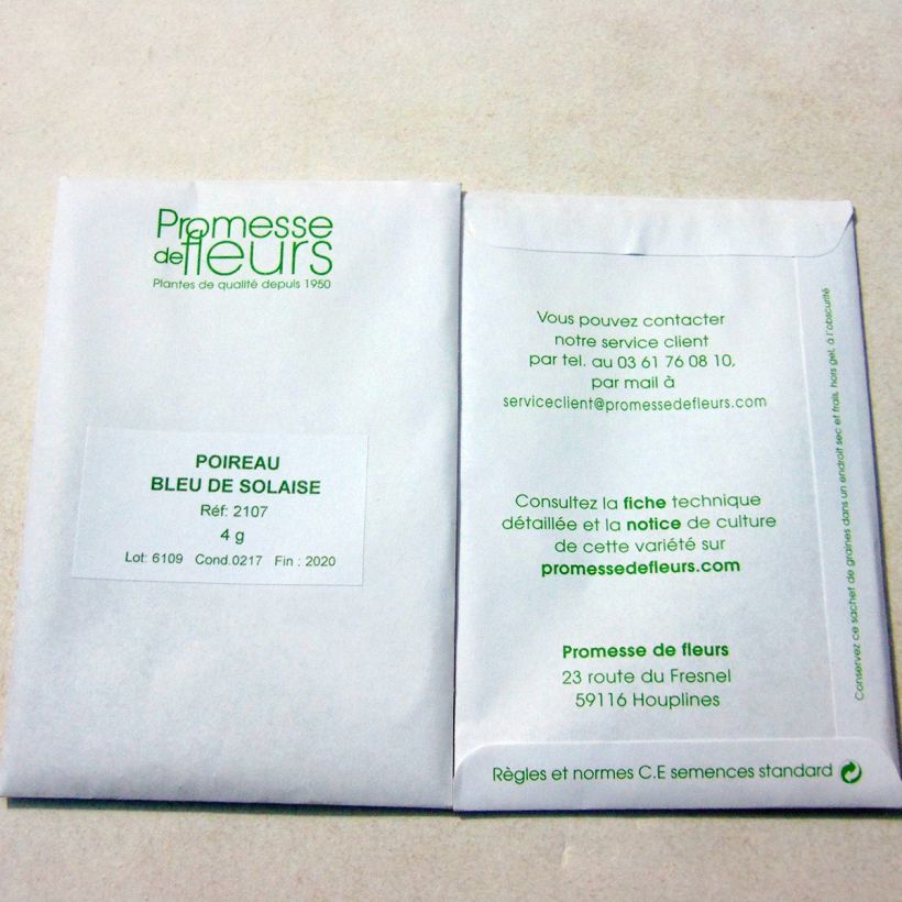 Example of Poireau Bleu de Solaise - Allium porrum le sachet de +/- 1000 graines environ (minimum 4g) as you get