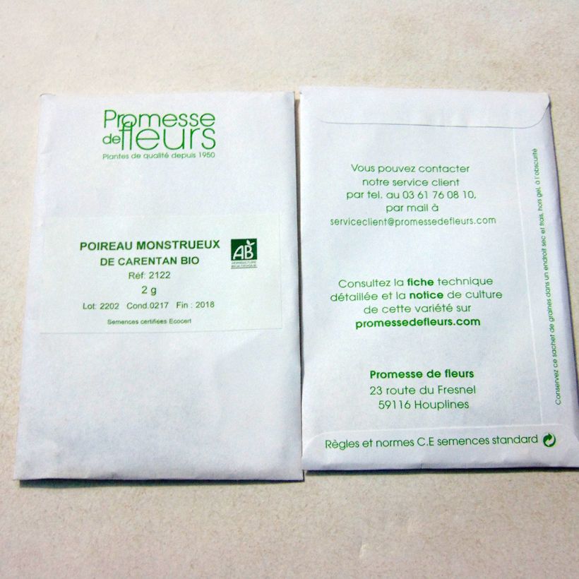Example of Poireau Monstrueux de Carentan le sachet de +/- 1000 graines environ (minimum 4g) as you get