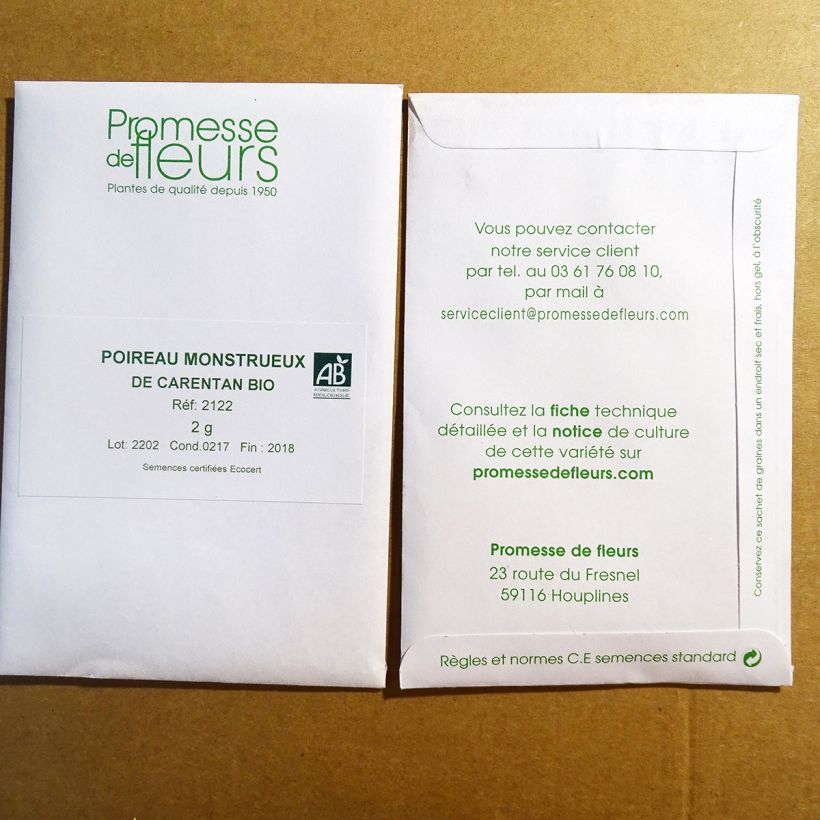 Example of Poireau Monstrueux de Carentan Bio - Allium porrum le sachet de +/- 500 graines environ (minimum 2g) as you get