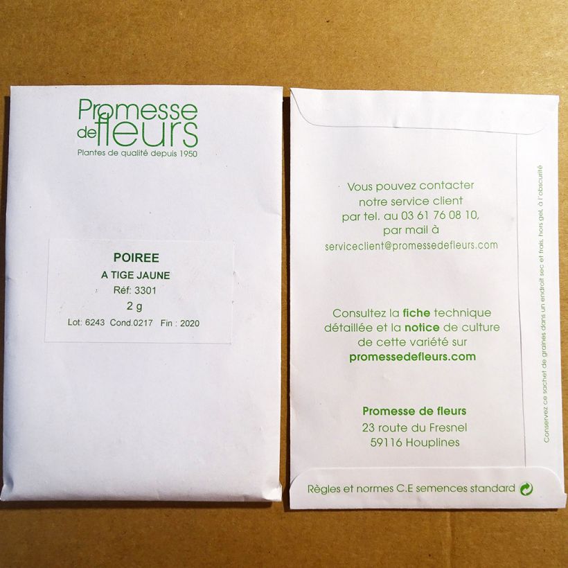 Example of Poirée à tige jaune le sachet de +/- 80 graines environ (minimum 2g) as you get