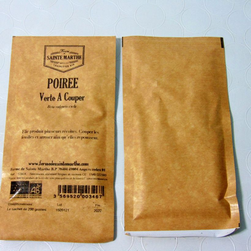 Example of Poirée verte à couper Bio - Ferme de Sainte Marthe le sachet de 100 graines environ as you get