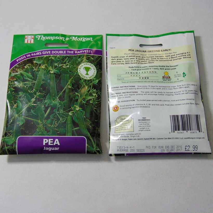 Exemple de spécimen de Pois nain Jaguar le sachet de 250 graines environ tel que livré