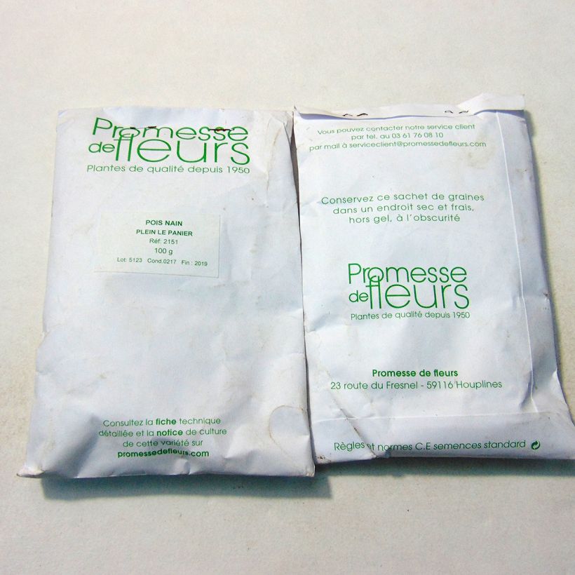 Exemple de spécimen de Pois nain Plein le Panier (grains ronds) - Pisum sativum le sachet de +/- 250 graines environ (minimum 100g) tel que livré