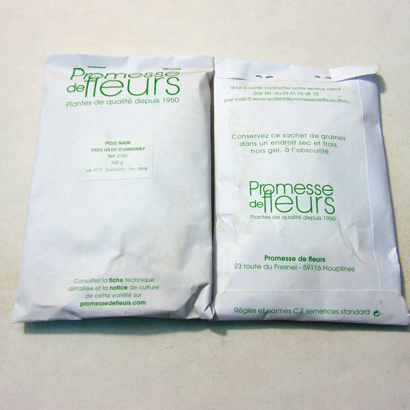 Example of Pois nain Très Hâtif d'Annonay (grains ronds) - Pisum sativum le sachet de +/- 300 graines environ (minimum 100g) as you get