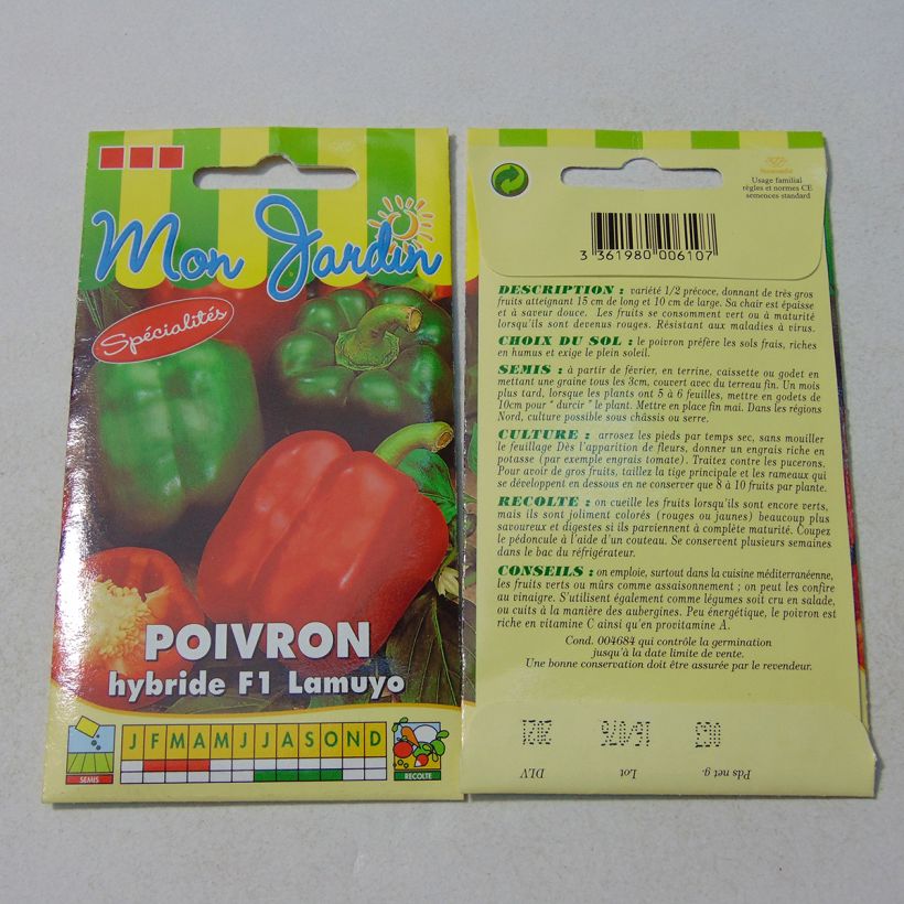 Example of Poivron Lamuyo F1 rouge - Capsicum annuum le sachet de 35 graines environ (0,3g) as you get