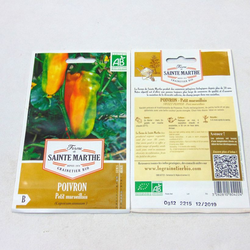 Example of Poivron Petit Marseillais Bio - Ferme de Sainte Marthe le sachet de 15 graines environ as you get