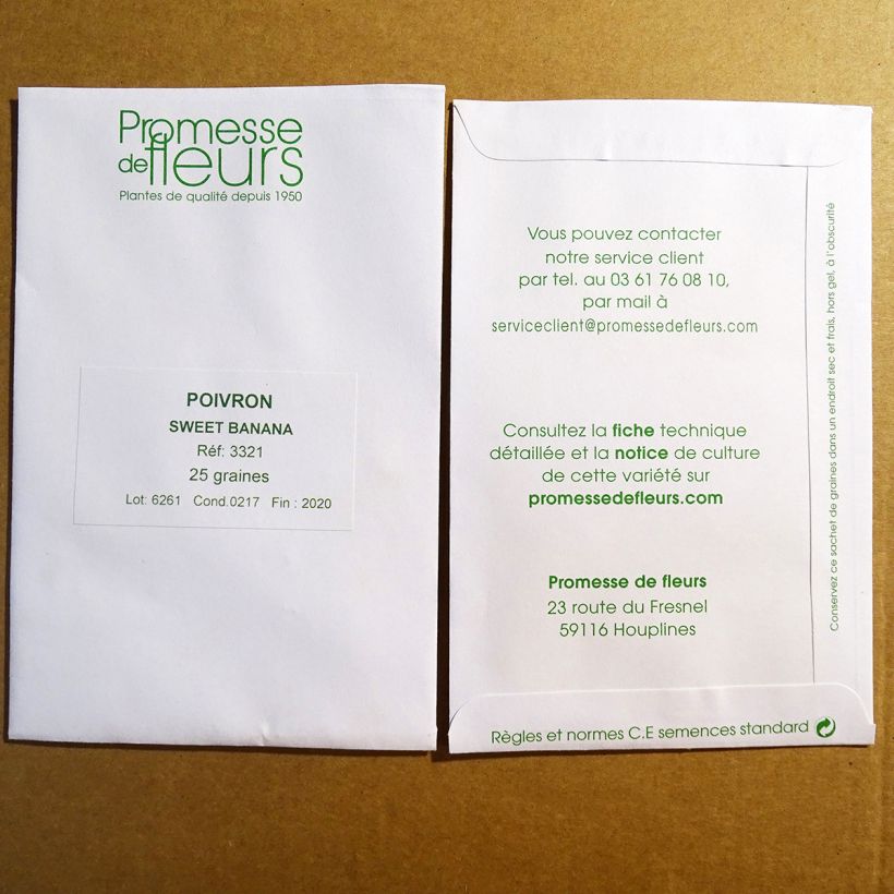 Example of Poivron Sweet Banana Jaune Clair le sachet de 25 graines environ (0,5g) as you get