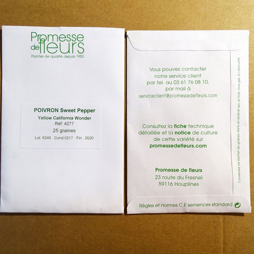 Example of Poivron jaune Yellow California Wonder le sachet de 50 graines environ (0,2g) as you get