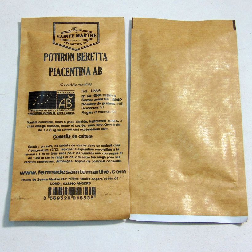 Example of Potiron Beretta Piancentina Bio - Ferme de Sainte Marthe le sachet de 15 graines environ as you get