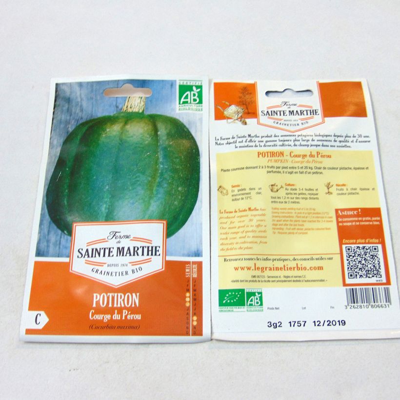 Example of Potiron Courge du Pérou Bio - Ferme de Sainte Marthe le sachet de 10 graines environ (3g) as you get