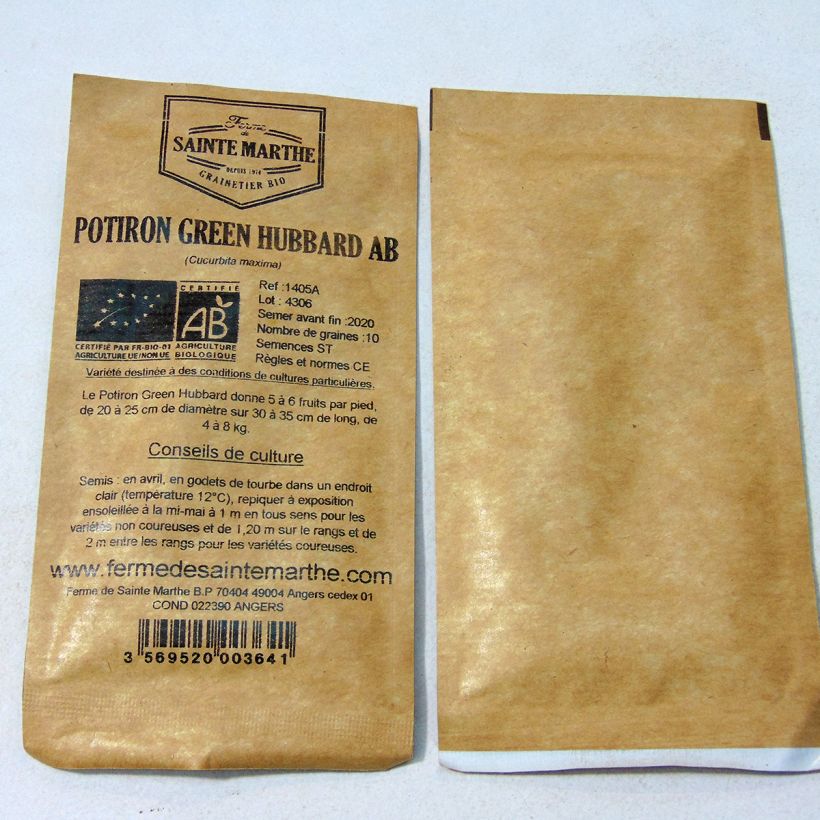 Example of Potiron Green Hubbard Bio - Ferme de Sainte Marthe le sachet de 10 graines environ (2g) as you get