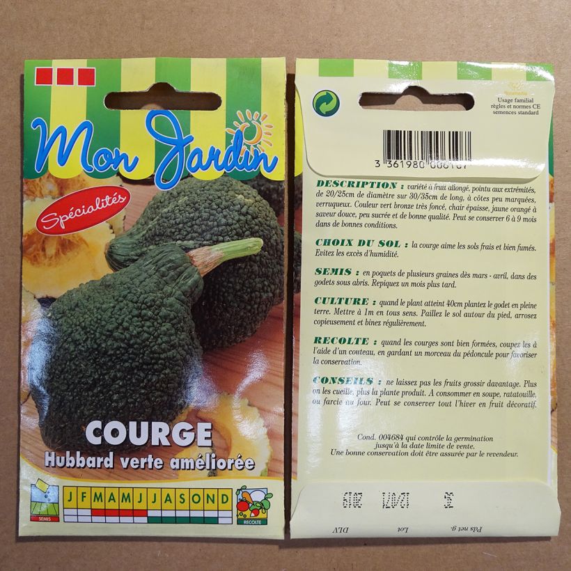 Exemple de spécimen de Potiron Green Hubbard - Cucurbita maxima le sachet de 18 graines environ (3g) tel que livré