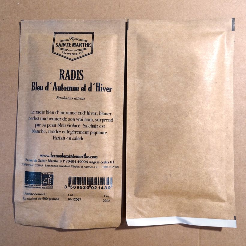 Example of Radis Bleu d'Automne et d'Hiver Bio - Ferme de Sainte Marthe le sachet de 500 graines environ as you get