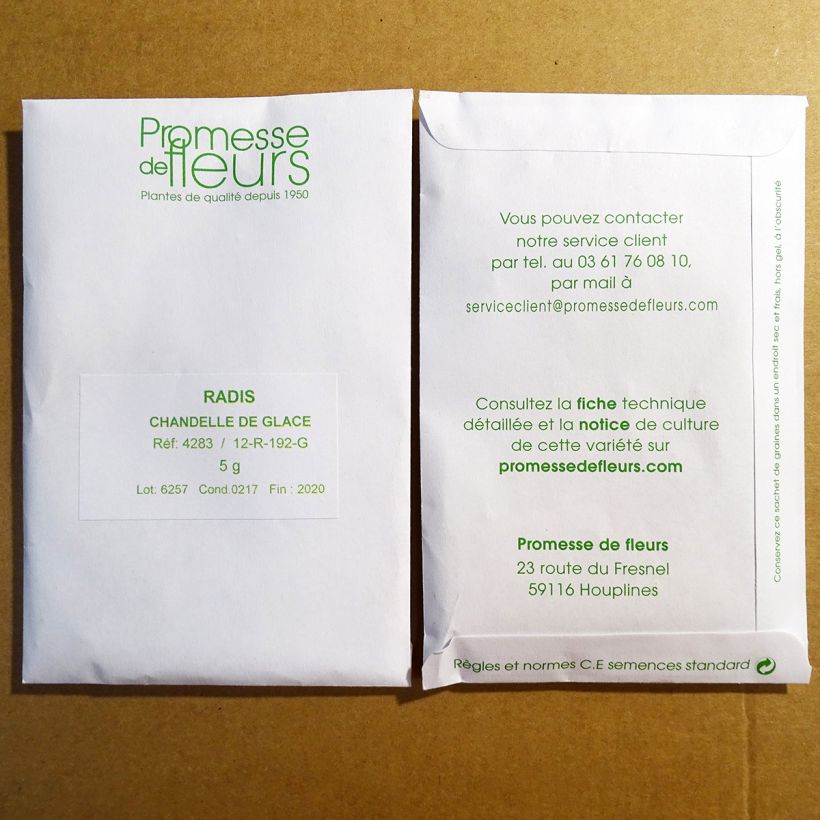 Exemple de spécimen de Radis Chandelle de Glace le sachet de +/- 450 graines environ (minimum 5g) tel que livré