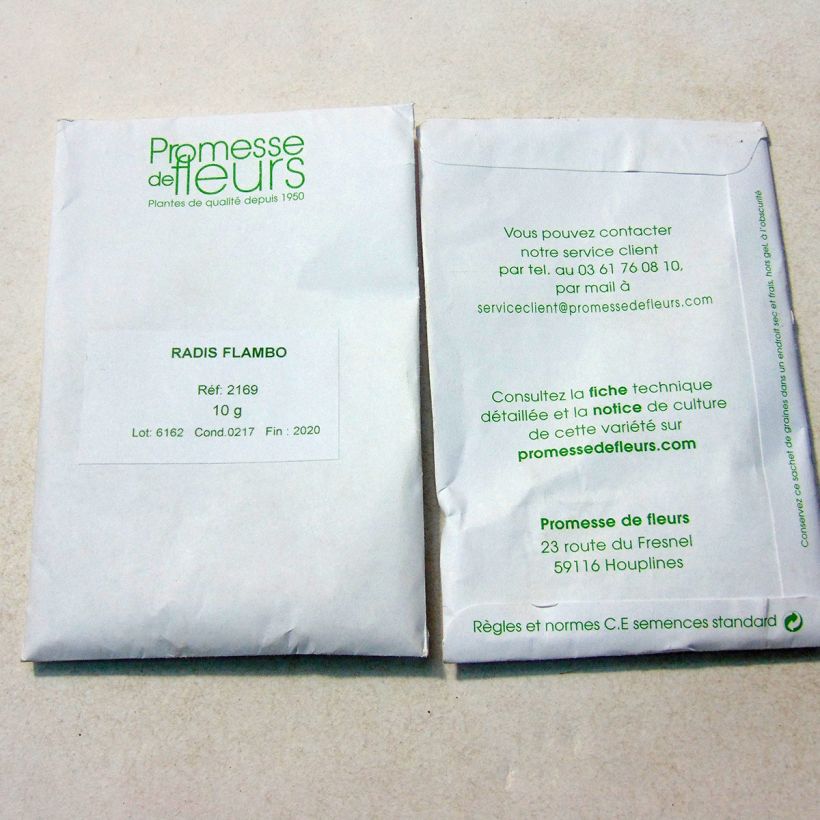 Example of Radis Flambo - Raphanus sativus le sachet de +/- 1000 graines environ (minimum 10g) as you get