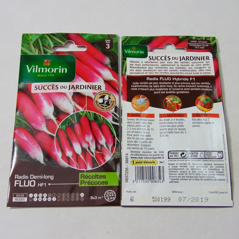 Example of Radis Fluo F1 (Création Vilmorin) - Vilmorin le sachet de 480 graines environ (6g) as you get