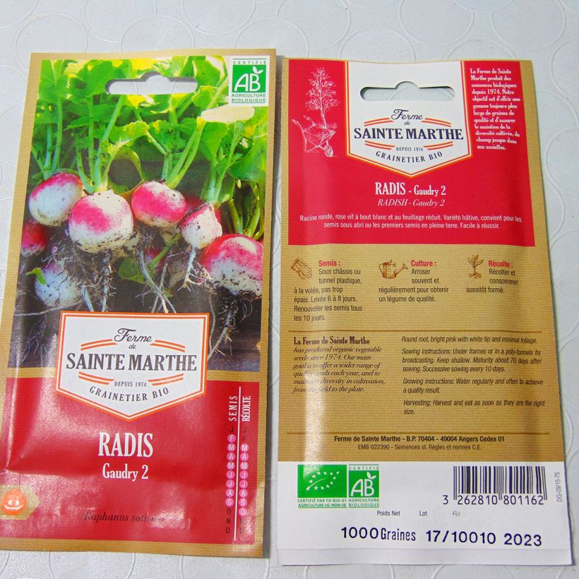 Example of Radis Gaudry 2 Bio - Ferme de Sainte Marthe le sachet de 500 graines environ (6g) as you get