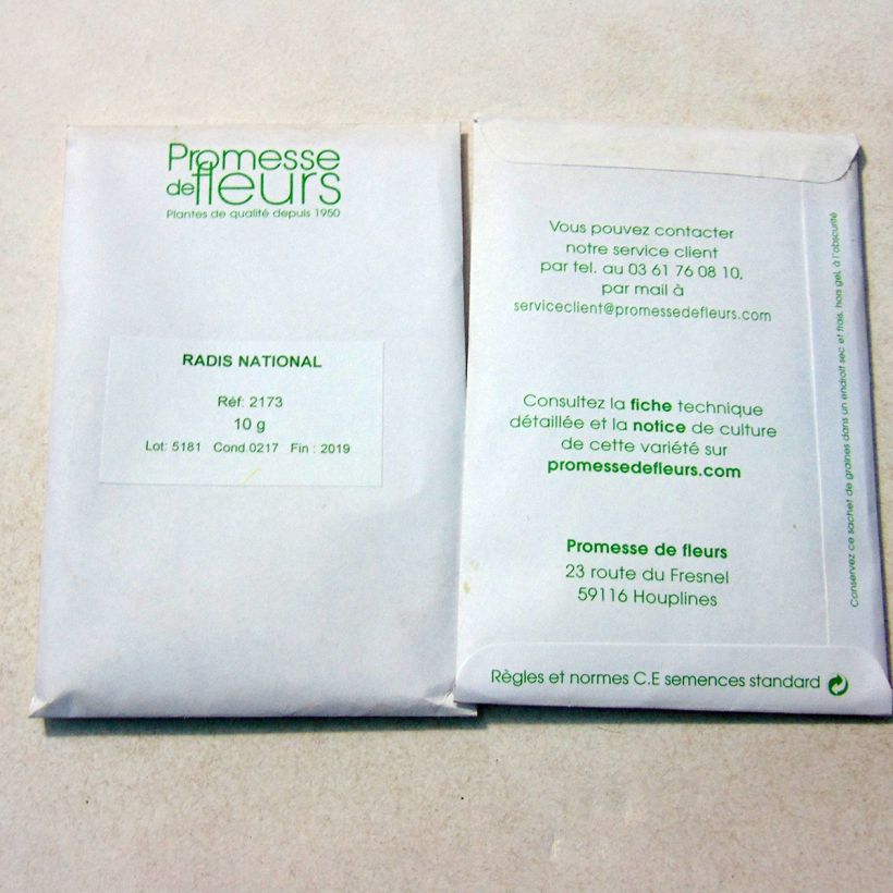 Example of Radis National - Raphanus sativus le sachet de +/- 1000 graines environ (minimum 10g) as you get