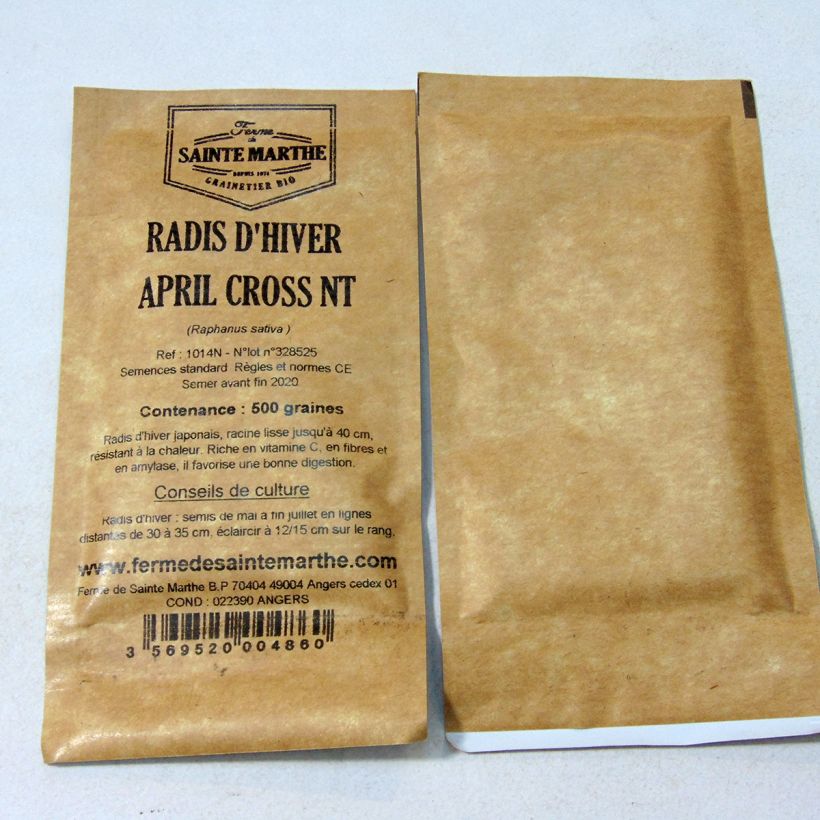 Exemple de spécimen de Radis d'hiver April Cross F1 NT - Ferme de Sainte Marthe le sachet de 500 graines environ (7g) tel que livré