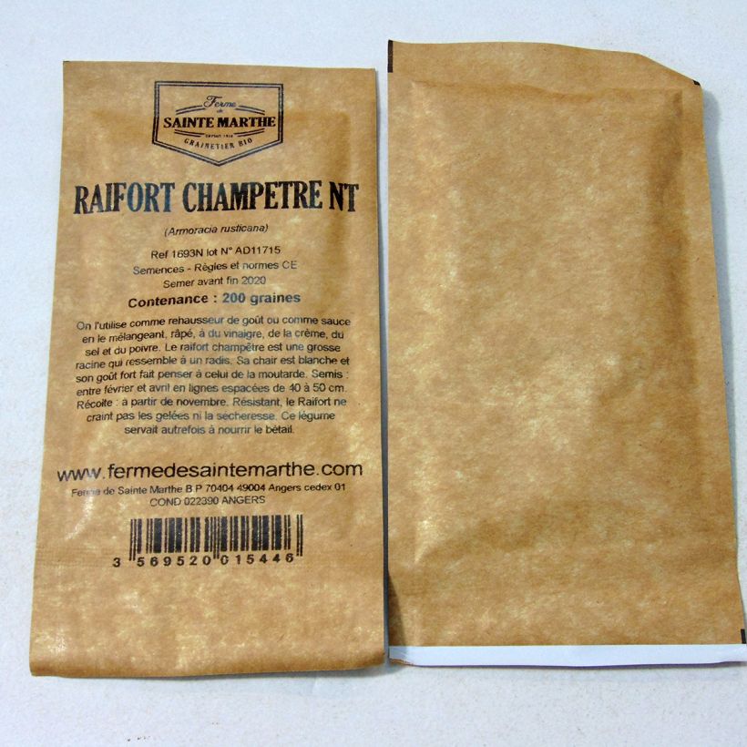 Exemple de spécimen de Raifort champêtre NT - Ferme de Sainte Marthe le sachet de 200 graines environ (2g) tel que livré