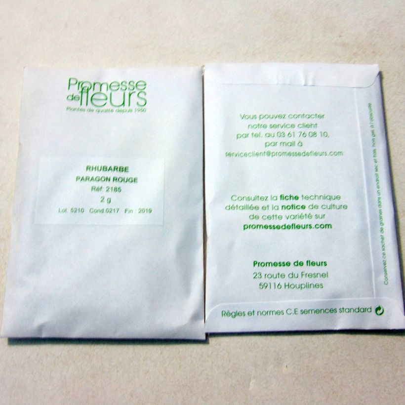 Example of Rhubarbe Paragon Rouge - Rheum rhaponticum le sachet de +/- 125 graines environ (minimum 2g) as you get