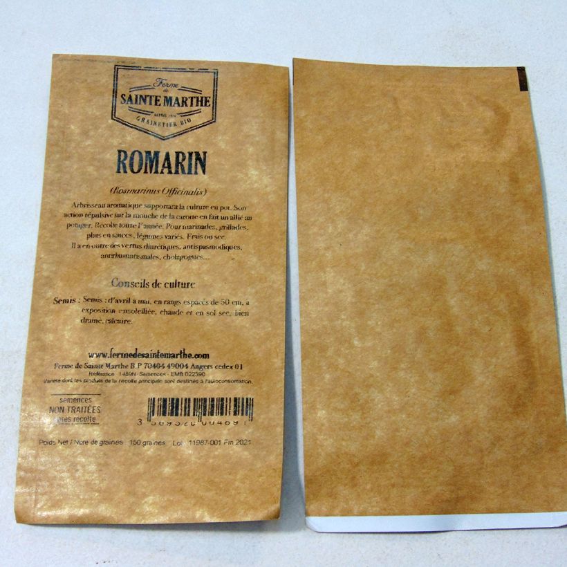 Exemple de spécimen de Romarin officinal Bio - Ferme de Sainte Marthe le sachet de 150 graines environ tel que livré