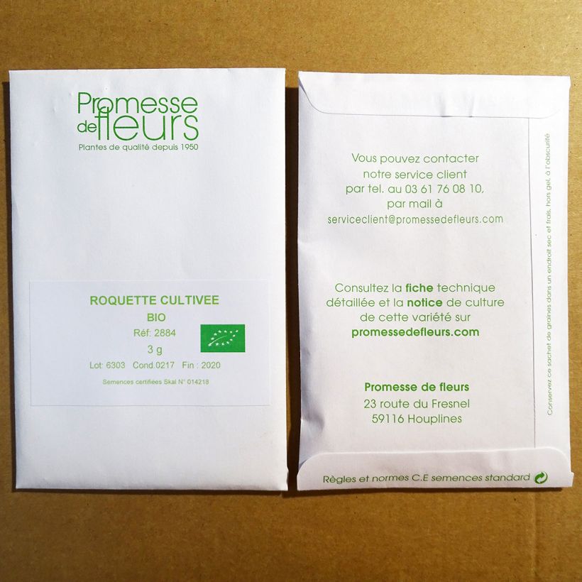 Example of Roquette cultivée Bio le sachet de +/- 1000 graines environ (minimum 3g) as you get