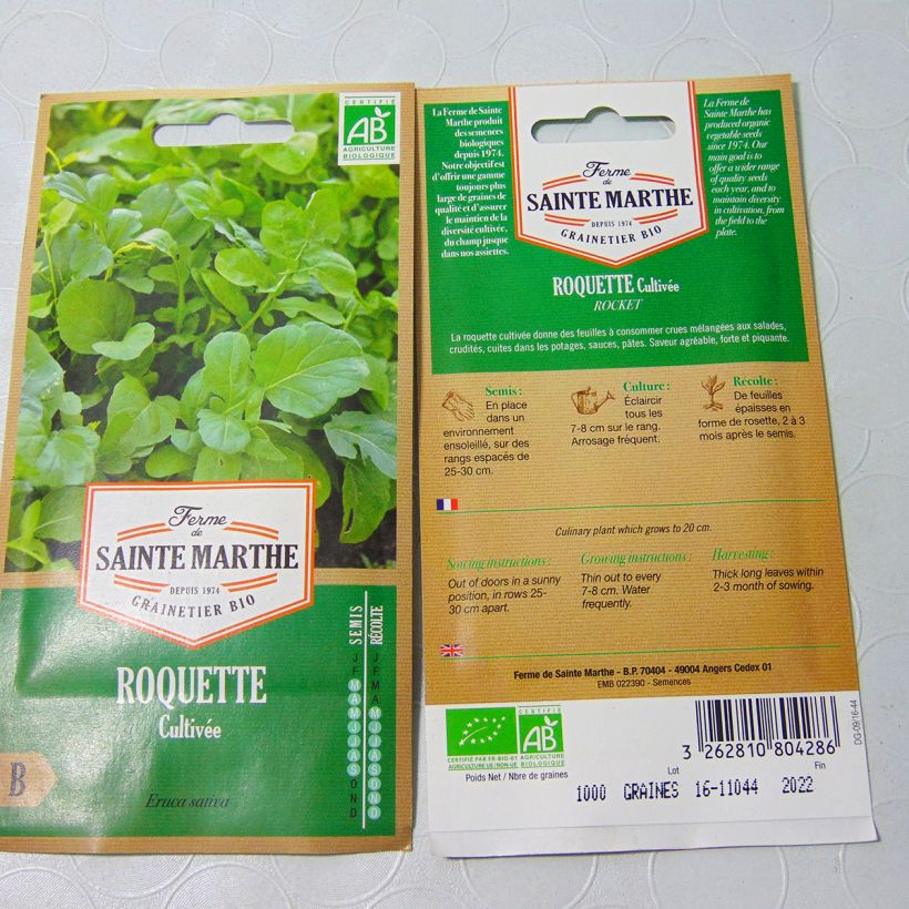 Example of Roquette cultivée Bio - Ferme de Sainte Marthe le sachet de 800 graines environ (1g) as you get