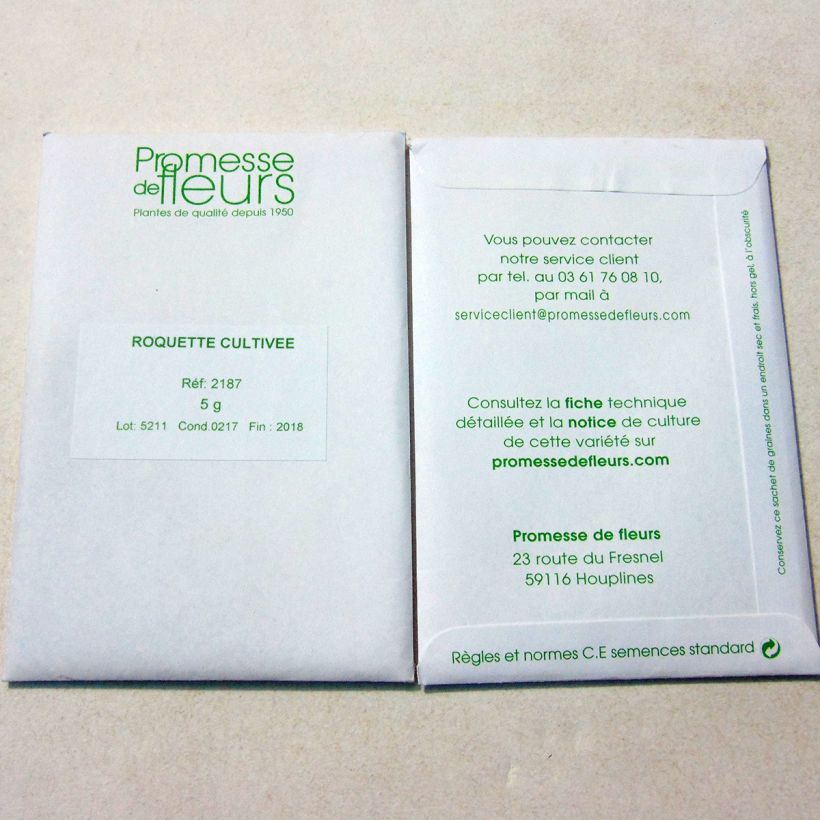 Example of Roquette cultivée - Eruca sativa le sachet de +/- 2500 graines environ (minimum 5g) as you get