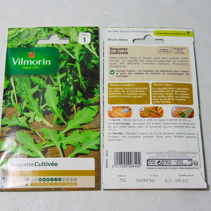 Exemple de spécimen de Roquette cultivée - Vilmorin le sachet de 2750 graines environ (5g) tel que livré